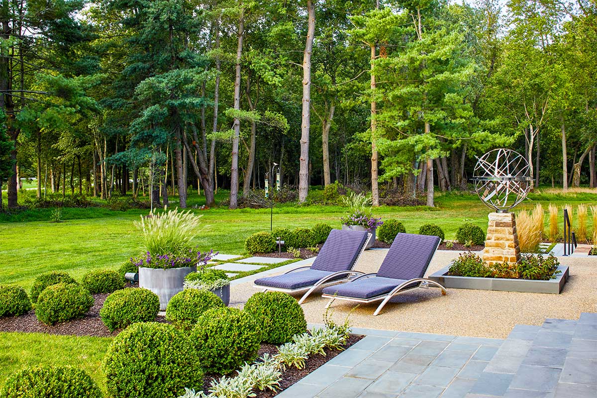 outdoor patio with trees