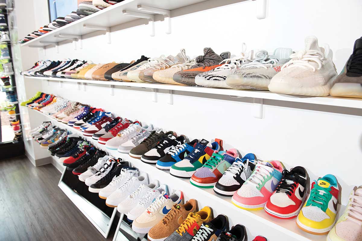restocked boutique shoe wall