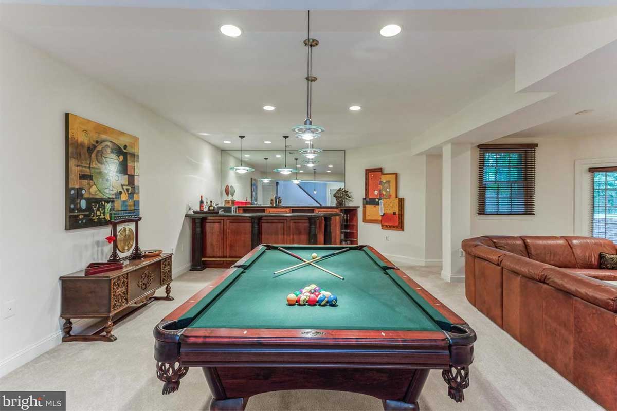 pool table in basement