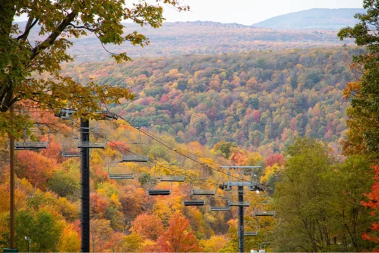 Wisp Resort chairlift in fall