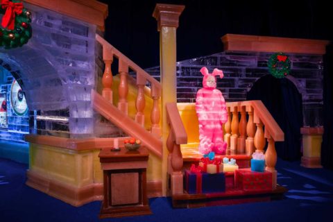 a christmas story bunny pj ice display