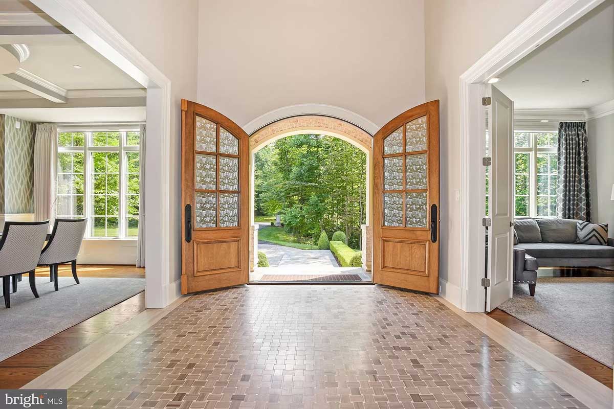 wood french door entrance