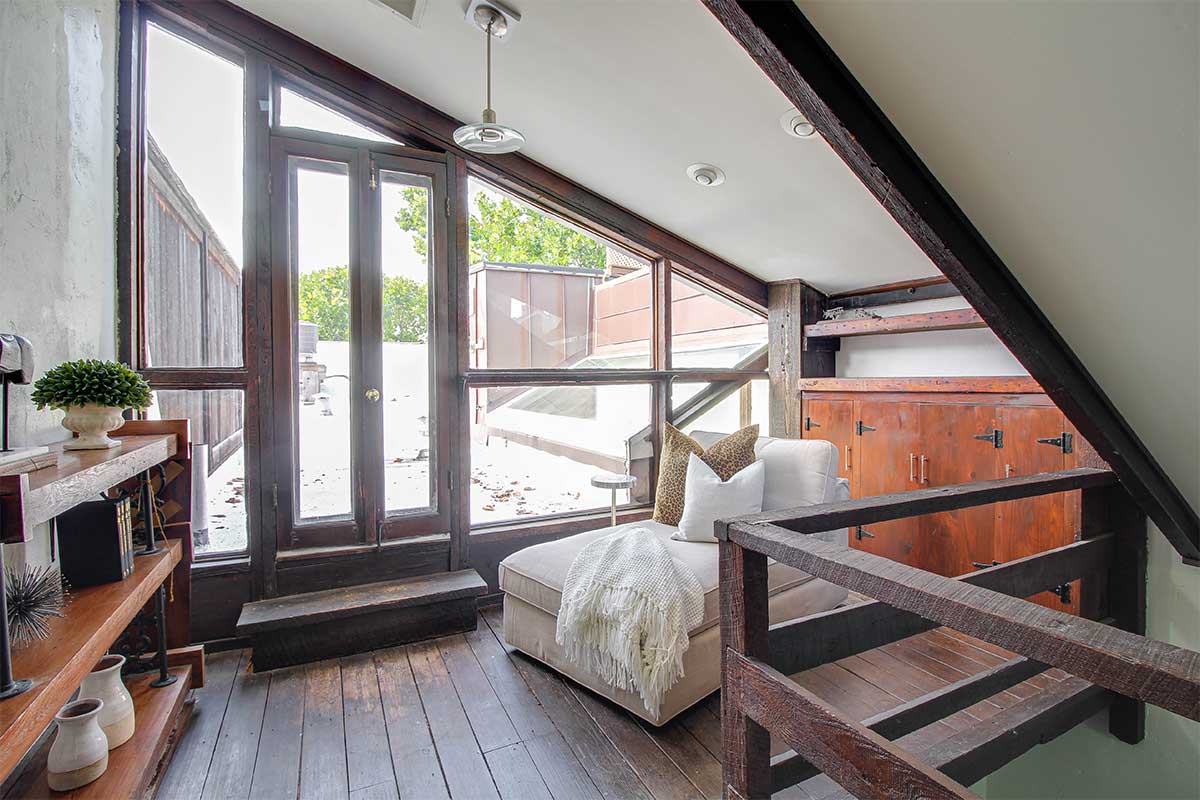 loft overlooking the roof access