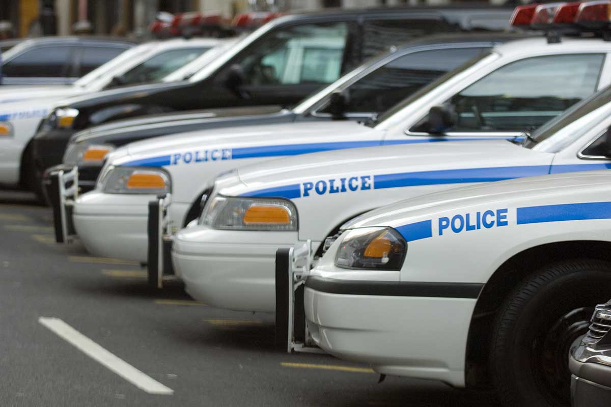 white and black police cars