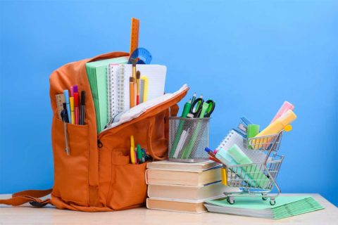 bookbag full of school supplies