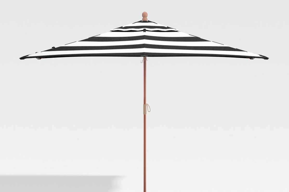 black and white striped umbrella