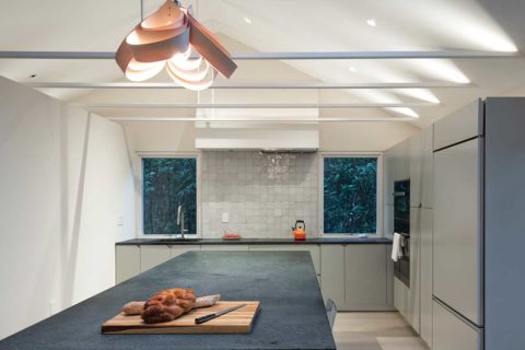 kitchen renovation with black counter