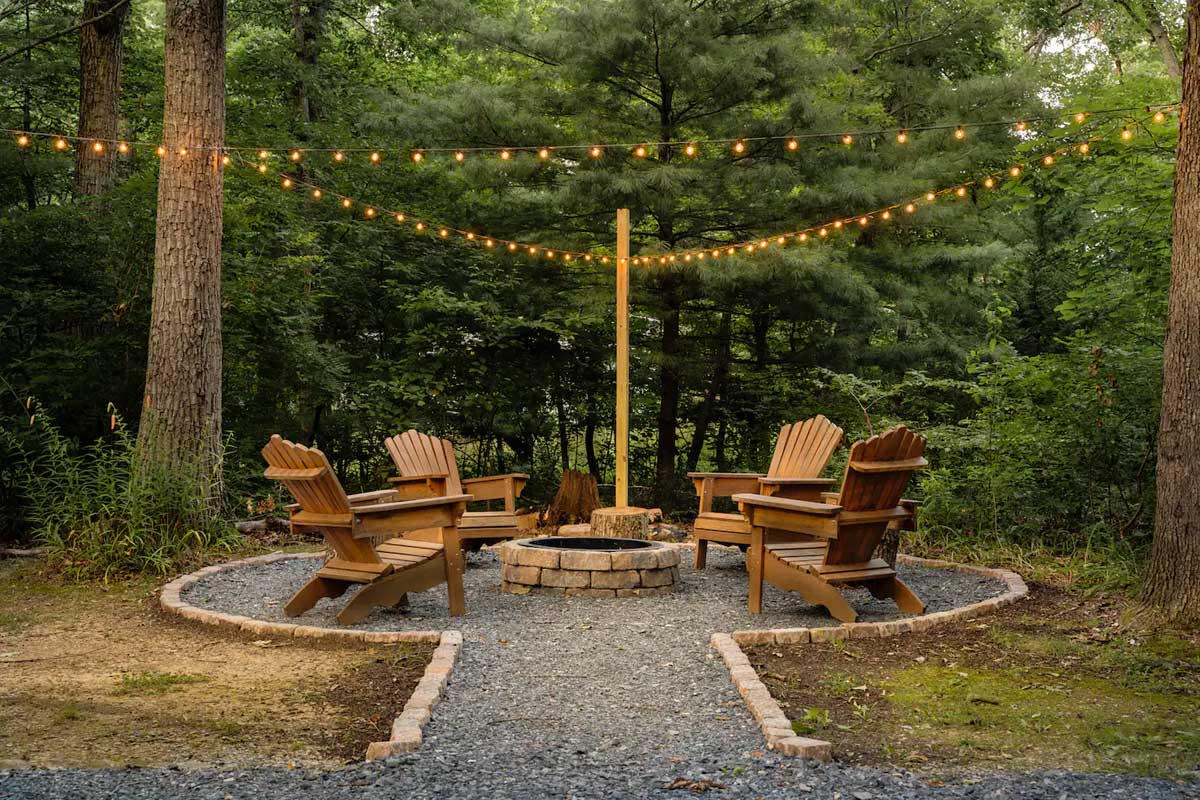 chairs surrounding firepit