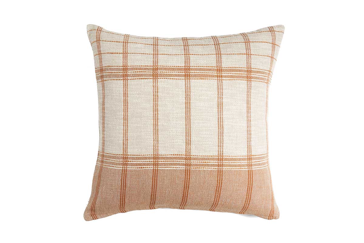 orange plaid pillow