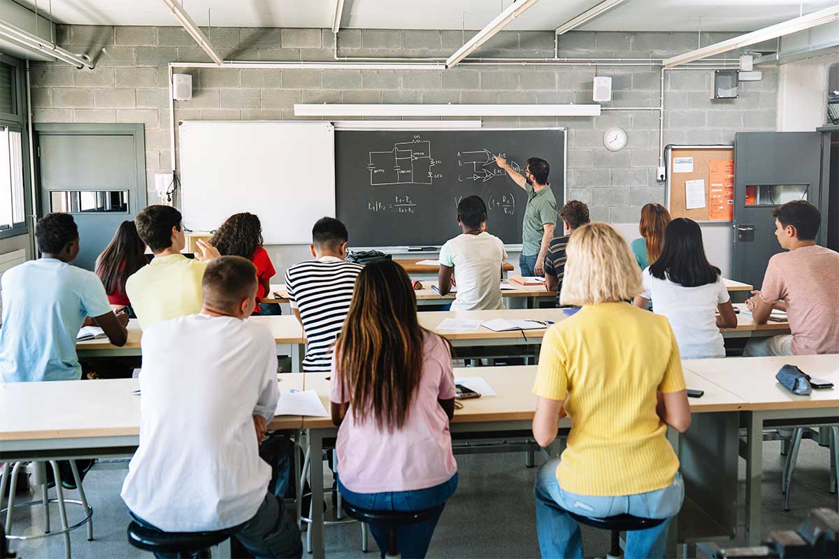 high school students in classroom