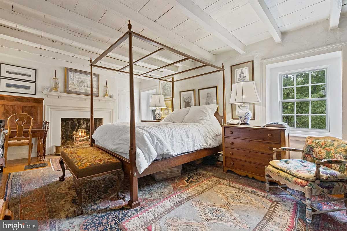 bedroom with exposed beams
