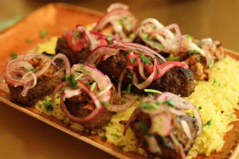 kirby club kabob on rice