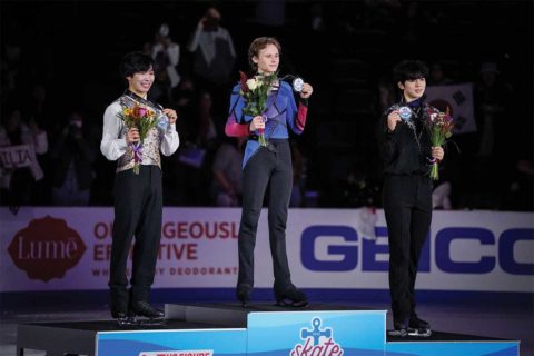 ilia malinin on podium