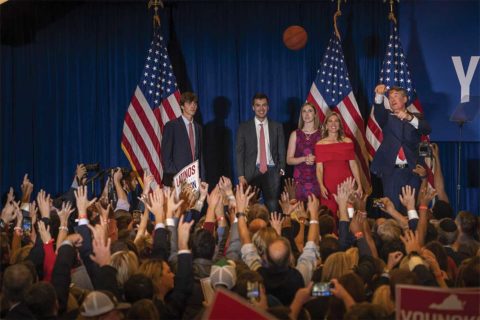 glenn youngkin with family at rally