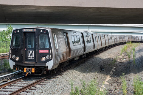 Orange Line Metro train in Falls Church