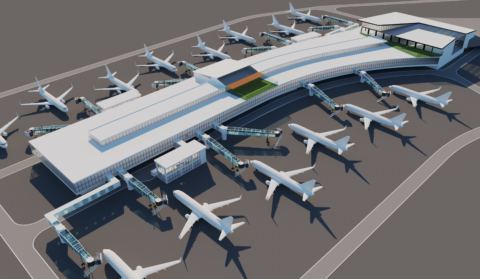 Rendering of new concourse at Dulles International Airport