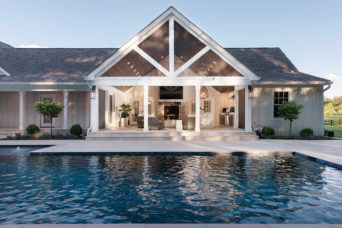 outdoor living space with pool