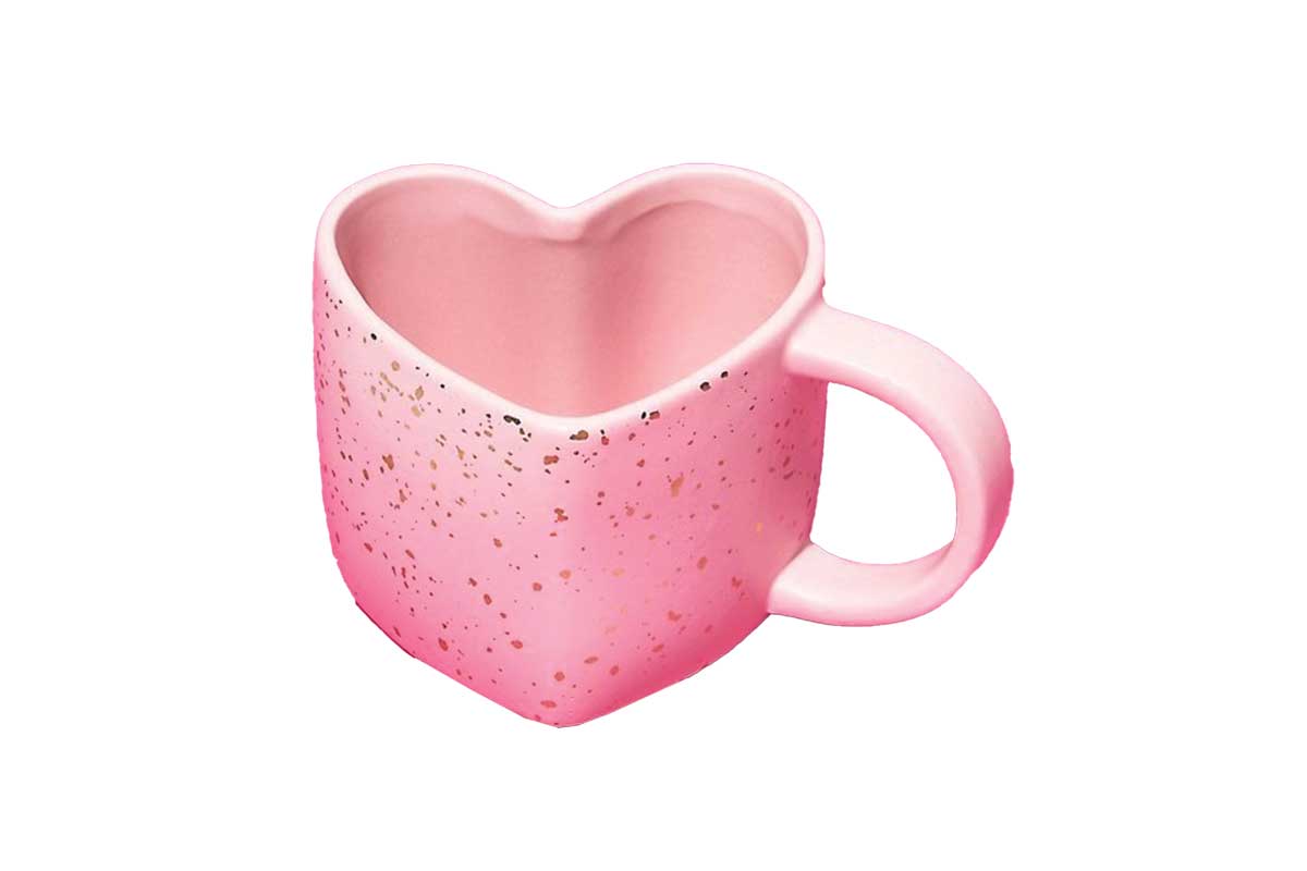 pink heart-shaped mug
