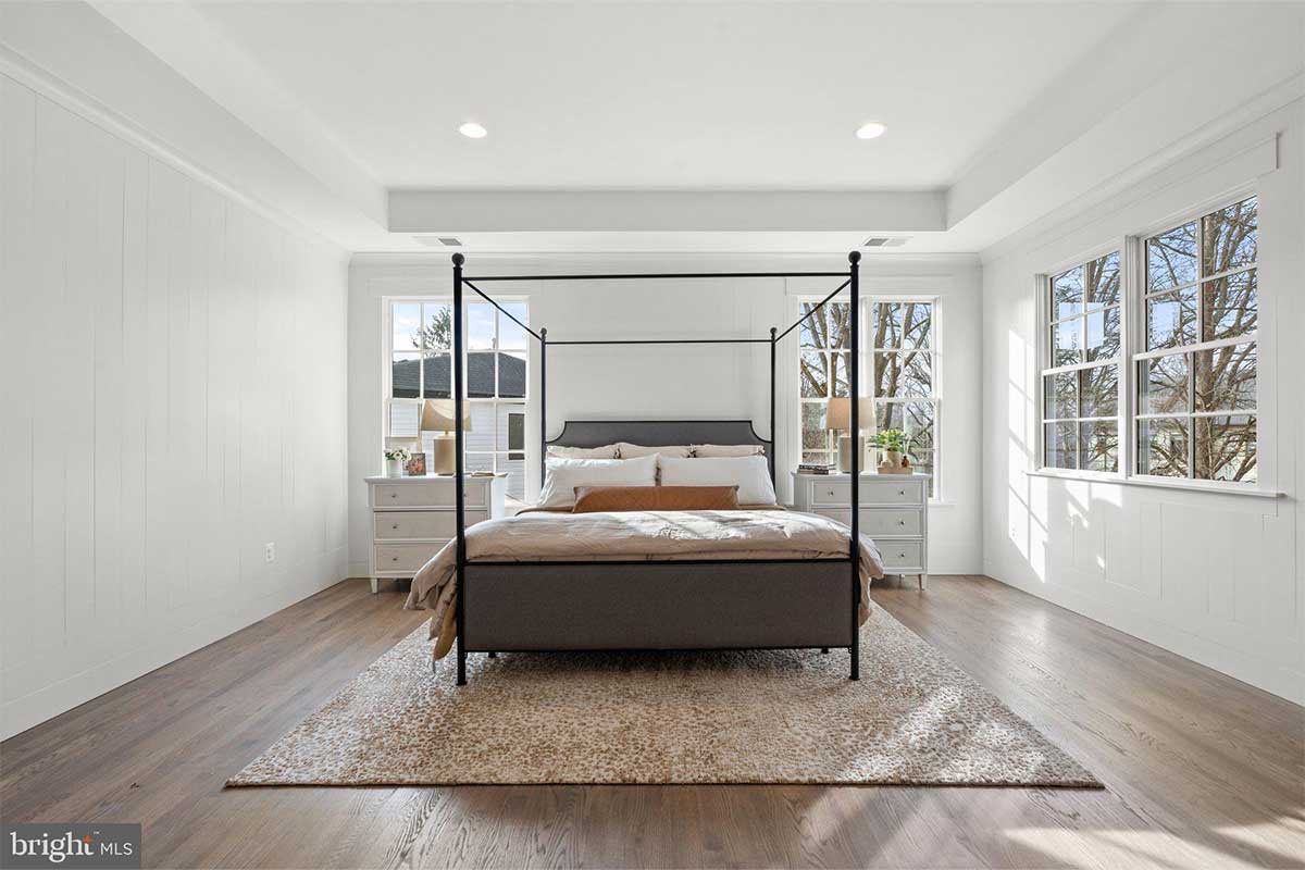 white bedroom with natural lighting