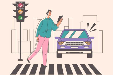 illustration of person in crosswalk