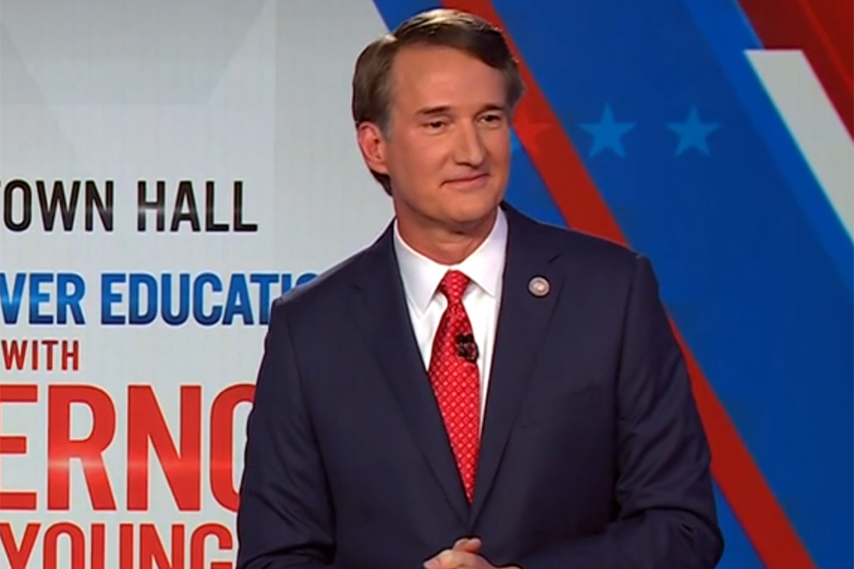 Virginia Republican Gov. Glenn Youngkin on stage during a CNN town hall. (Screenshot/CNN)