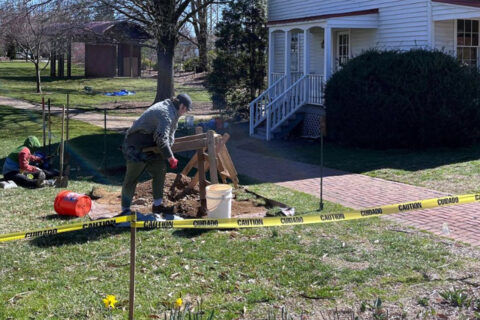 Archaeologists dig outside the Freeman Store and Museum in Vienna. (Photo courtesy Freeman Store and Museum/Instagram)