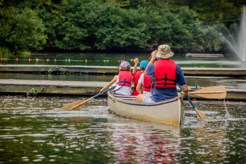 family in canoe