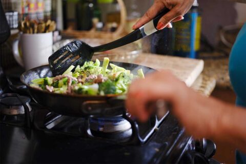 cooking on gas stove