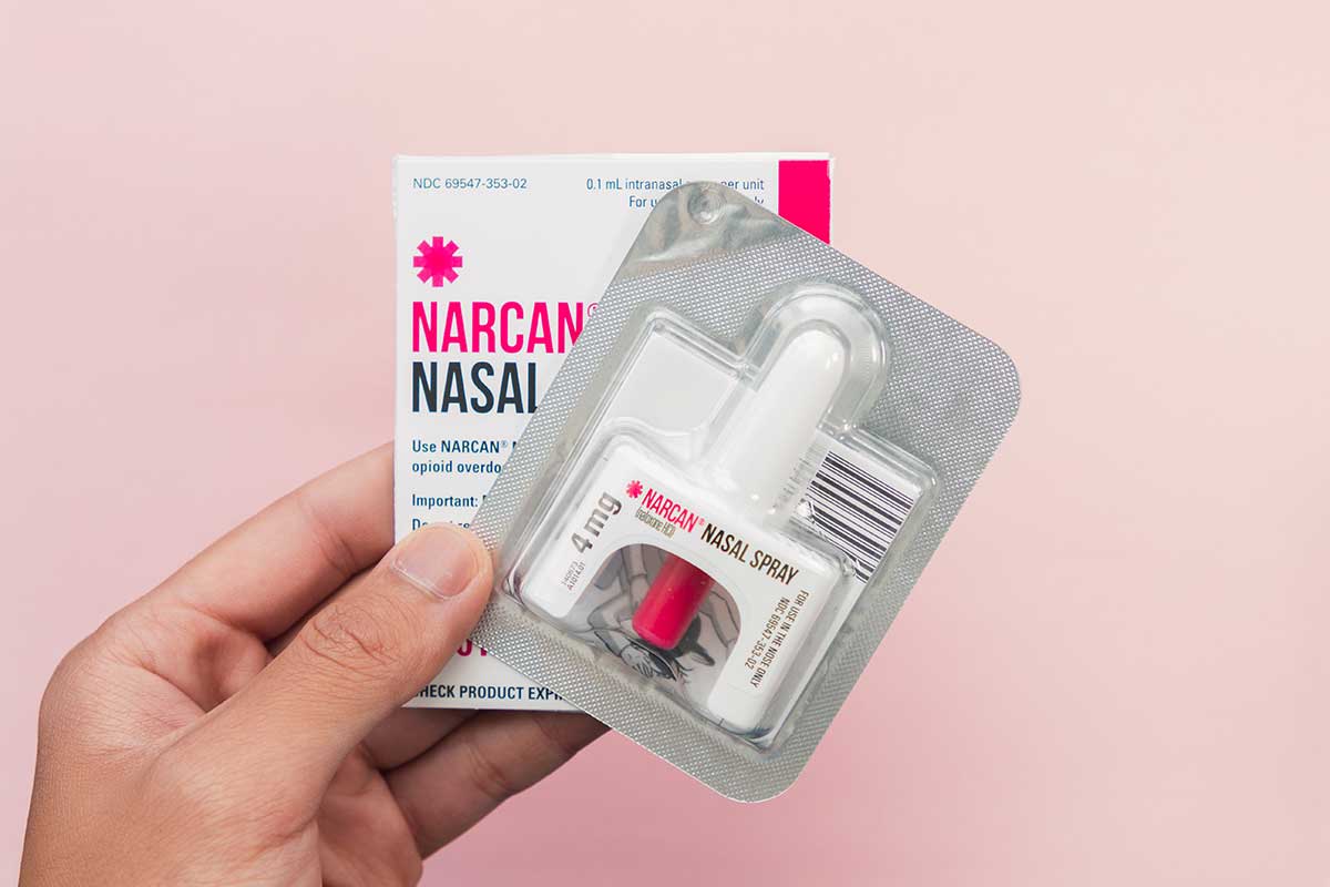 Narcan package, also known as naloxone