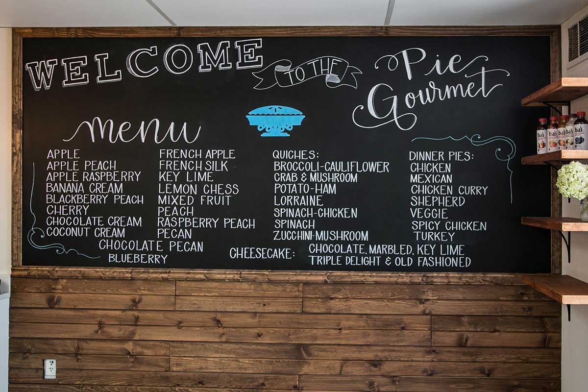 Pie Gourmet menu board