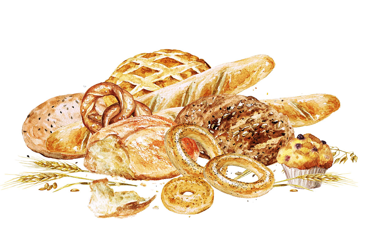 Watercolor of baked goods