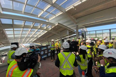 Alexandria mayor and Metro GM at Potomac Yard station