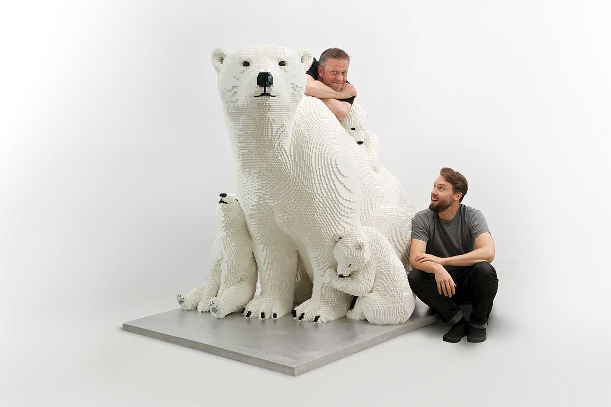 Nature Connects Made With Lego Bricks polar bear and cubs 