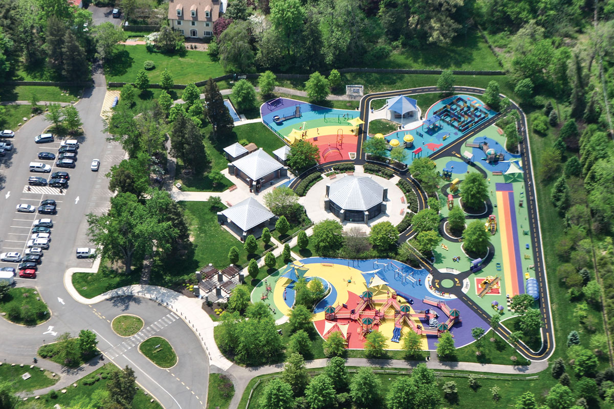 Aerial view of playground at Clemyjontri Park