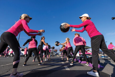Women tossing ball at Kelly's Bootcamp