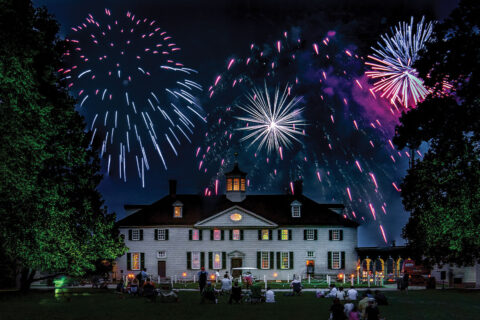 Fireworks display over George Washington's Mount Vernon