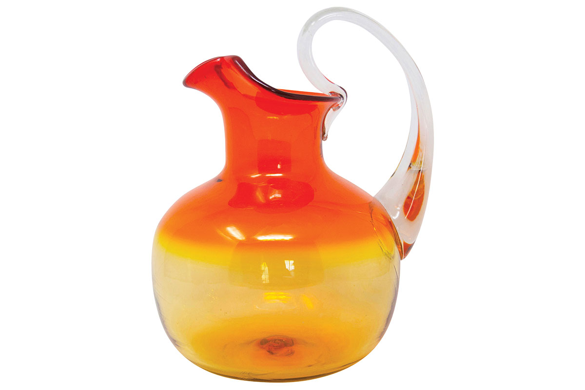 Orange and yellow glass pitcher