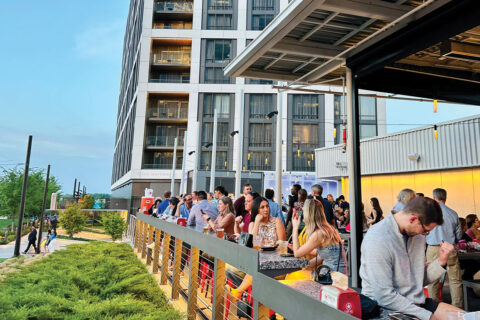 Outdoor beer garden at Starr Hill Biergarten