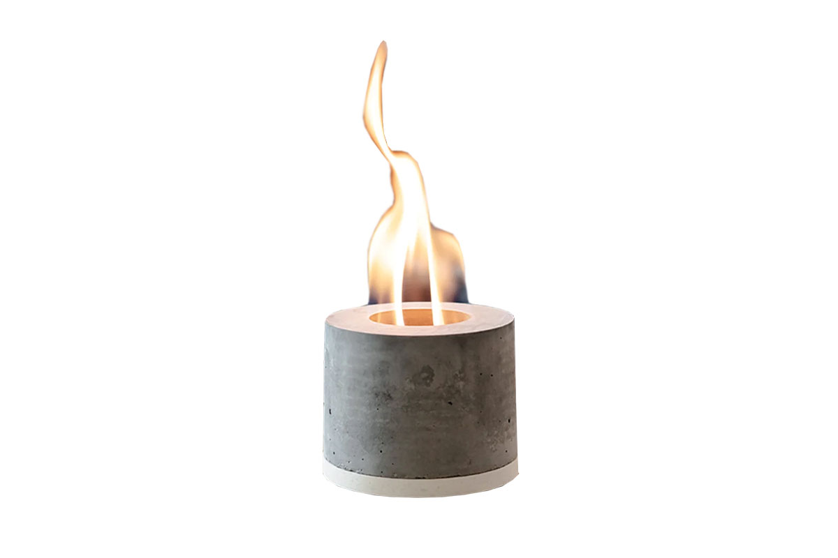Small cement tabletop firepit
