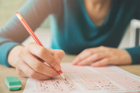 person taking test