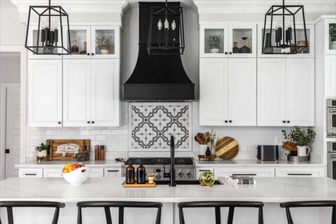 white and black farmhouse kitchen