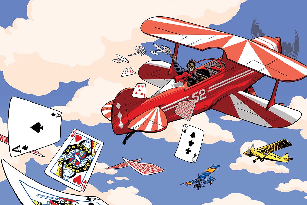 illustration of plane with cards