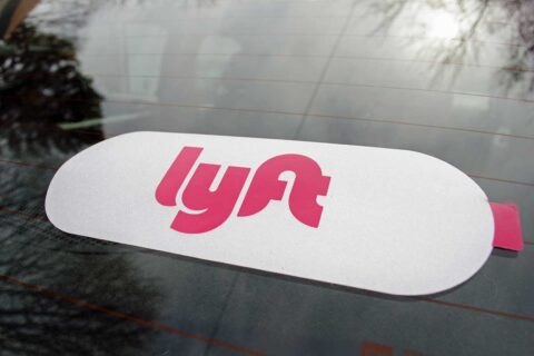 Lyft sign on windshield