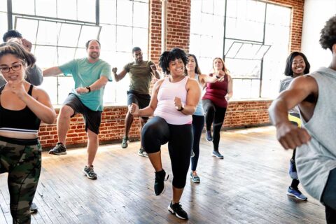 group of people in zumba class