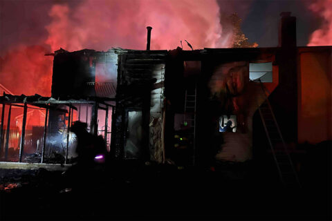 A house fire in the 650 block of Stuart Ct. in Herndon. (Photo courtesy Fairfax County Fire and Rescue Department)