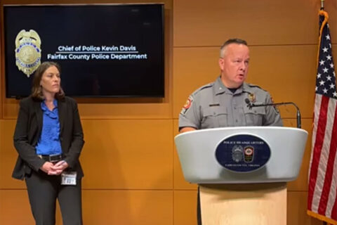 Fairfax Police Lt. Erin Weeks and Chief Kevin Davis provide an update Friday. (Photo courtesy FCPD/Facebook)