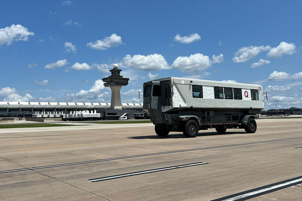 Mobile lounge vehicle at Dulles International Airport