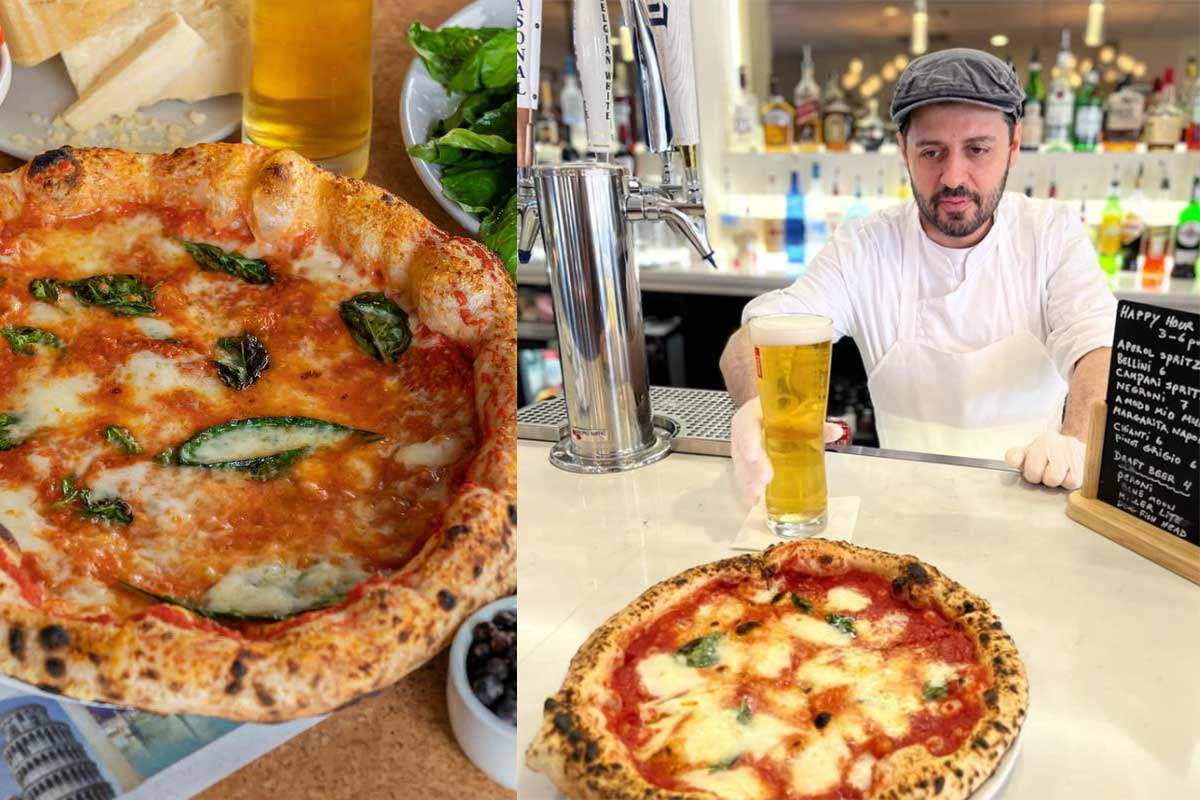 A Modo Mio chef Antonio Biglietto and pizza