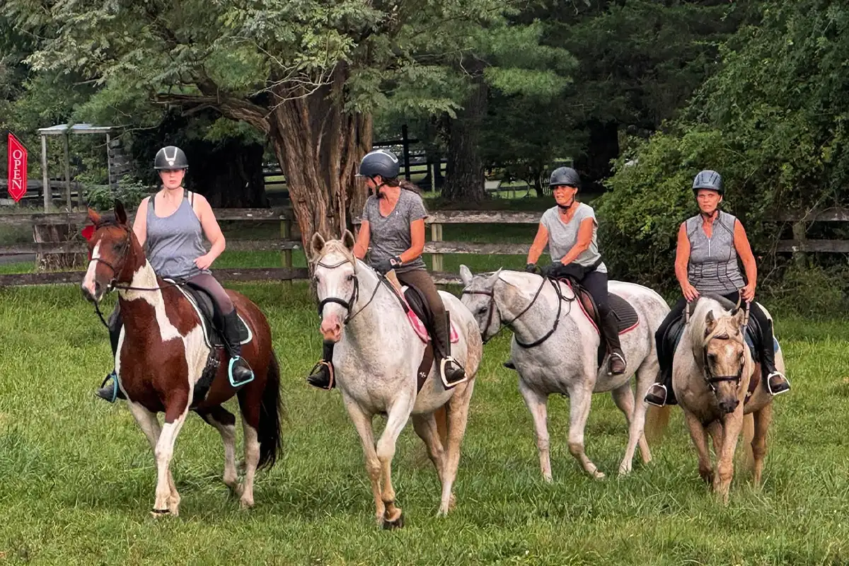 4 people riding horses 