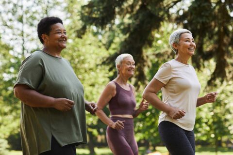 senior citizens women walking